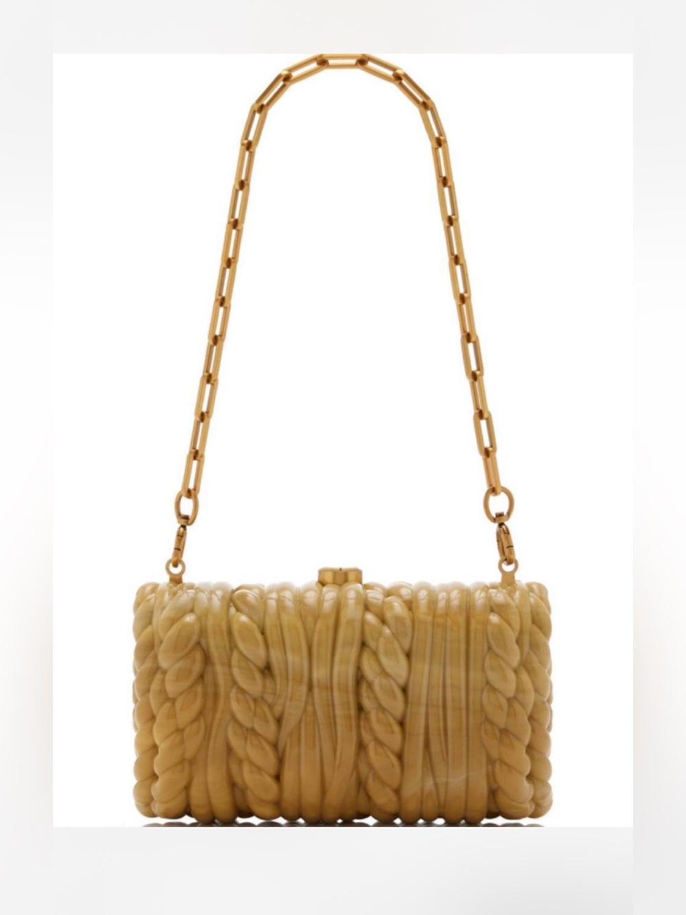 cult gaia Helene Amber Resin Quilted-Style Crossbody with Gold Chain NWT in box - Picture 3 of 6